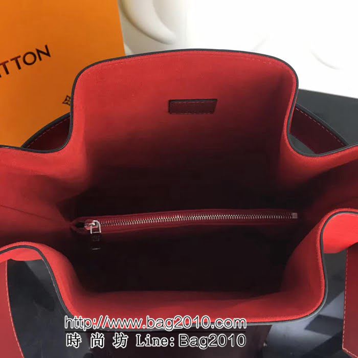 路易威登LV頂級原單M55188櫻桃紅 2019早春新款水波紋牛皮水桶包Noé系列 YDH1523